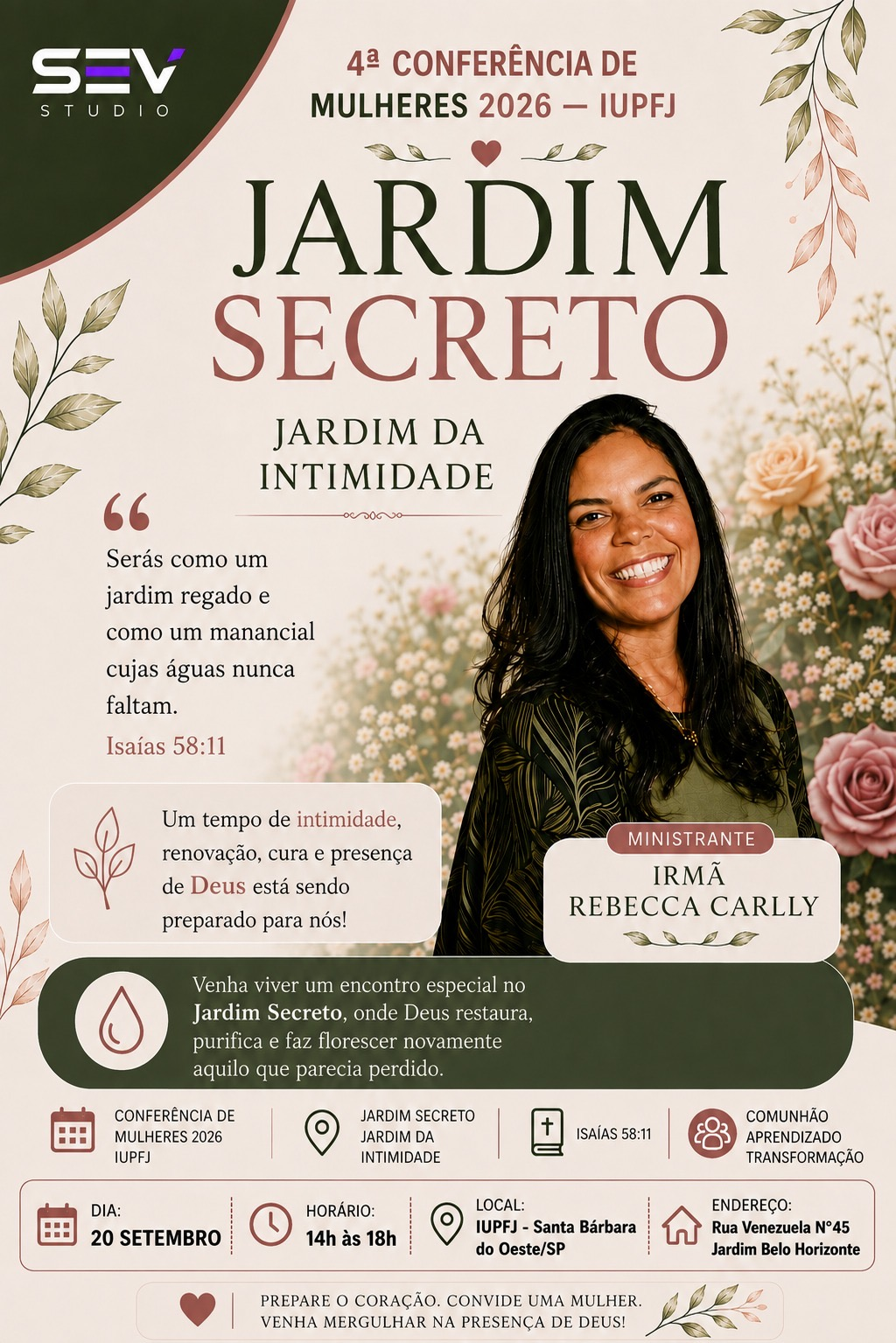 Arte oficial da 4ª Conferência de Mulheres 2026 — Jardim Secreto